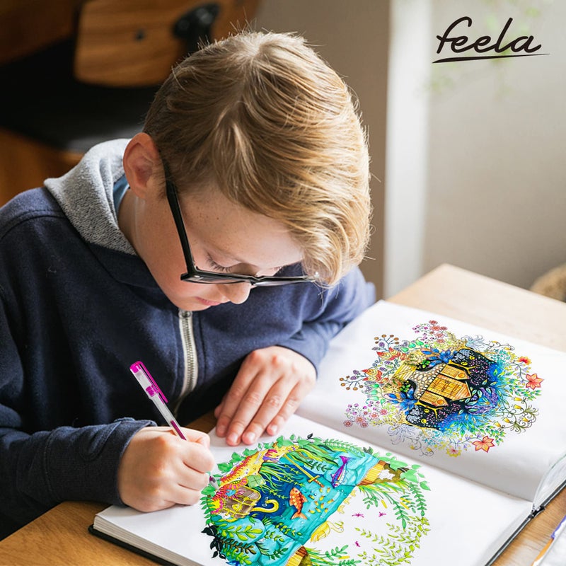 feela 360 Colors Gel Pens Set 180 Unique Gel Pen Plus 180 Refills for Adult Coloring Books Drawing - Image 5